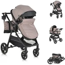 Moni Kinderwagen 2 in 1 Tokyo 22 kg umbaubar Wickeltasche Stoßdämpfer klappbar beige