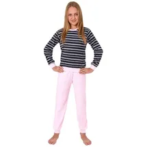 normann Frottee Pyjama langarm Schlafanzug Bündchen Streifen - 50627 in rosa | 170/176