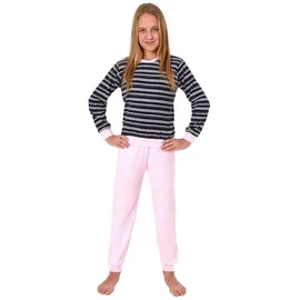 normann Frottee Pyjama langarm Schlafanzug Bündchen Streifen - 50627 in rosa | 170/176