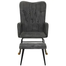 vidaXL Schaukelsessel mit Hocker Schwarz Vintage Canvas
