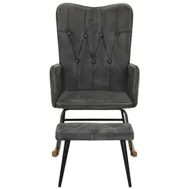 vidaXL Schaukelsessel mit Hocker Schwarz Vintage Canvas