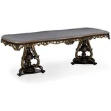 Casa Padrino Luxus Barock Esstisch Grau / Braun / Gold - Prunkvoller Barockstil Küchentisch - Luxus Esszimmer Möbel im Barockstil - Barock Esszimmer Möbel - Barock Einrichtung
