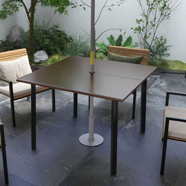 Outsunny Gartentisch mit zentralem Schirmloch braun 100L x 100B x 72H cm