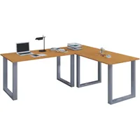 VCM Holz Schreibtisch Eckschreibtisch schlicht 130x130 Form links oder rechts Arbeitstisch Platte 50 cm tief Computertisch Büromöbel ona U L