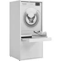 XORA Waschmaschinenschrank Weiß, Holzwerkstoff, 67.5x151.8x67.5 cm, Typenauswahl, erweiterbar, Waschküche,
