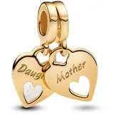 PANDORA Moments Doppeltes Herz Charm-Anhänger aus Sterling Silber mit vergoldeter Metalllegierung, Kompatibel ME und Moments Armbänder, 769187C01