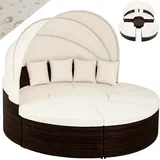 CASARIA Polyrattan Sonneninsel Ø230cm braun/weiß