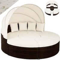 CASARIA Polyrattan Sonneninsel Ø230cm braun/weiß