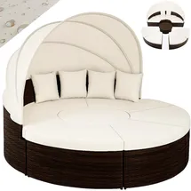 CASARIA Polyrattan Sonneninsel Ø230cm braun/weiß