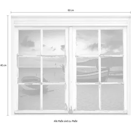Queence Wandsticker QUEENCE "Boote am Strand", bunt, B:40cm H:60cm T:0,1cm, Wandtattoos, Wandsticker, Wandbild, selbstklebend, 3D, Fenster