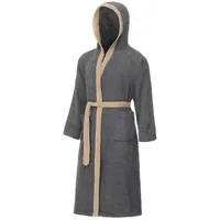 Ladeheid Bademantel Herren Frottee Bademantel aus 100% Baumwolle LA40-190, Langform, Baumwolle, Kapuze beige|grau S