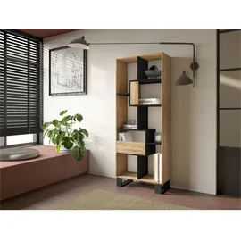 SKRAUT HOME Bücherregal 67 x 31 x 174 cm Eiche Schwarz