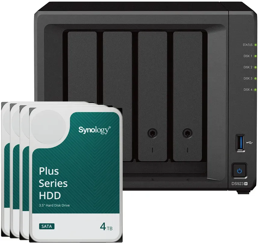 Synology DS923+ 16TB Plus HDD NAS-Bundle NAS inkl. 4x 4TB Synology Plus 3.5 Zoll SATA Festplatte