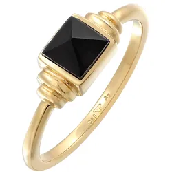 Elli PREMIUM Onyx Quadrat Vintage 925 Silber Ringe   Damen 