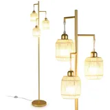 COSTWAY Stehlampe, Leselampe wohnzimmer dimmbar, Stehleuchte modern schwarz