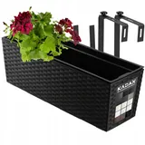 Kadax Blumenkasten aus Kunststoff, 18,5x56 cm, Schwarz,