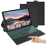 seenda Samsung Galaxy Tab A8 Hülle mit Tastatur, Tab A8 Tastatur mit Touchpad, Beleuchtete Wiederaufladbare Tastatur Hülle für Tablet A8 10.5 Zoll 2022/2021(SM-X200/X205/X207), QWERTZ Layout, Schwarz