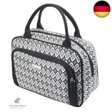 Damen Kosmetikkoffer, Handtasche, Reisekoffer, geräumige, Elegante Black&White