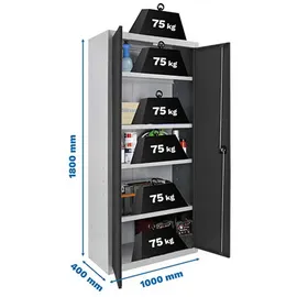 Proregal Stahlschrank 180 x 100 x 40 cm Anthrazit