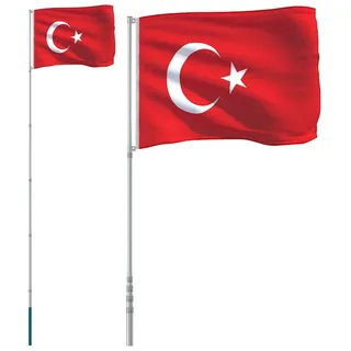 vidaXL Flagge der Türkei mit Mast 5,55 m Aluminium