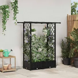 vidaXL Hochbeet mit Rankgitter und Dach 122,5 x 40 x 123 cm Schwarz