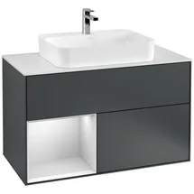 Villeroy & Boch Waschtischunterschrank 100 x 60,3 cm Midnight Blue Matt Lacquer / White Matt Lacquer / Glass White Matt