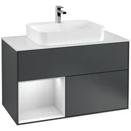 Villeroy & Boch Waschtischunterschrank 100 x 60,3 cm Midnight Blue Matt Lacquer / White Matt Lacquer / Glass White Matt