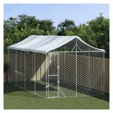 vidaXL Outdoor-Hundezwinger mit Dach Silbern 3x6x2,5m Verzinkter Stahl