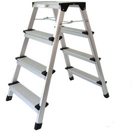 Lemodo Klappbare Leiter, Trittleiter aus Aluminium, Treppenleiter bis 150kg belastbar 4 Stufen