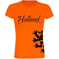 Multifanshop Damen T-Shirt - Holland - Löwe seitlich -
