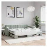vidaXL Tagesbett Ausziehbar Hellgrau 90x200 cm Samt