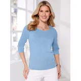 Classic Basics 3/4-Arm-Shirt CLASSIC BASICS "3/4-Arm-Shirt", Damen, Gr. 50, blau (bleu), 100% Baumwolle, unifarben, Rundhals, Shirts 3/4-Arm-Shirt