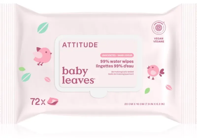 Attitude Baby Leaves Water Wipes Feuchttücher Nicht parfümiert 72 St.