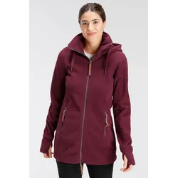 Fleecejacke, mit Kapuze, aus Fleece, atmungsaktiv, schnell trocknend, Gr. 34, weinrot, , 18003056-34