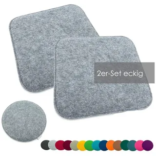 heimtexland ® 2er Pack Sitzkissen Filz Stuhlkissen Bodenkissen Polster Stuhlauflage Indoor Outdoor Kissen eckig Typ631 Filzkissen hellgrau meliert 35x35 cm 2 Stück