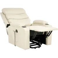 Beliani Fernsehsessel ETER Kunstleder 80 x 100 x 90 cm Beige elektrisch verstellbar mit Fußstütze