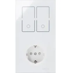 Kopp 852512011 HKi8-Kombination Doppelschalter-Schutzkontakt-Steckdose, eckig, Farbe: weiß