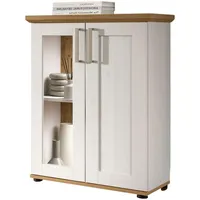 inn.furn Vitrine, Eiche Artisan, Weiß, Kunststoff, Nachbildung,Lärche, Eiche, Uni, Holz Optik, 1 Fächer, Rechteckig, 64x88x37 cm, FSC Mix, Wohnzimmer, Wohnwände, Vitrinenschränke