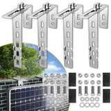 4x Balkonkraftwerk Halterung Balkon mit 3mm verdicktes Edelstahl 304, verstellbare Balkonhalterung für Solarmodule, Solarmodul Halterung Balkon für eckig rund Geländer, Balkonkraftwerk Befestigung
