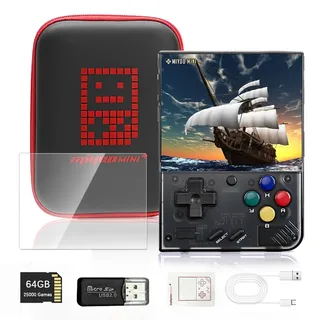 Handheld Spielkonsole for Miyoo Mini Plus, 3,5 Zoll IPS-Bildschirm Linux-System Handheld Console, 64G 20000+ Klassische Spiele Emulator Handheld mit Tragbaren Tasche, Unterstützt WLAN-Kampf