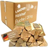 Landree Kaminholz Buche 20 kg für Kamin, Kaminofen, Lagerfeuer, Feuerschale und Ofen, 20-25 cm Scheitlänge, kammergetrocknet, Holz, Brennholz, Wood vom Familien-Holzhof aus Schleswig Holstein