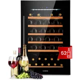 Klarstein Einbau-Weinkühlschrank, 137 L Getränkekühlschrank Schmal, 1 Zone Weinkühlschrank mit Glastür, Indoor/Outdoor Beersafe, Großer Kühlschrank, 5-22°C, 52 Flaschen