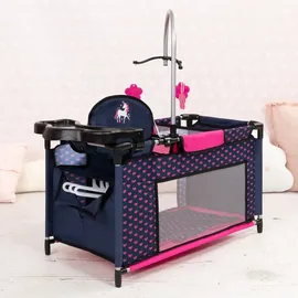 Bayer Design 62654AA Puppenbett mit Schrank, Hochstuhl, Mobile, Ablage, Bettdecke, Kissen, Kleiderbügel, Puppenzubehör