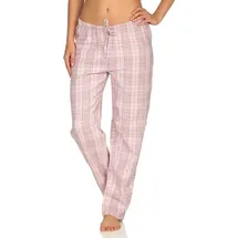 normann-wäschefabrik NORMANN Dame Flanell Schlafanzug Hose kariert Baumwolle - 50446 in rosa | Gr.: 36-38