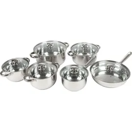 Buri Edelstahl Kochtopfset 12-tlg. 4 x Kochtopf + Stielkasserolle + Pfanne