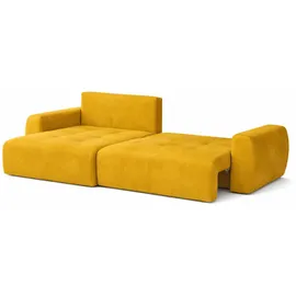 kaiser möbel Ecksofa mit Schlaffunktion und Bettkasten Ivo L aus Veloursstoff Salvador, Ecksofa mit Schlaffunktion, ausziehbar,mit Schlaffunktion,integrierter Stauraum gelb