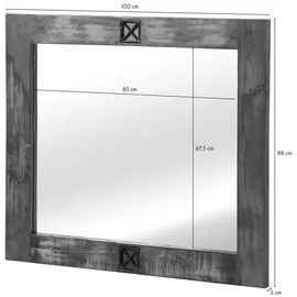 MASSIVMOEBEL24.DE Spiegel Altholz 100 x 88 cm Mehrfarbig