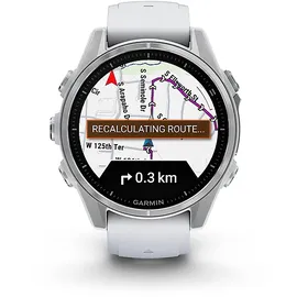 Garmin fenix 8 AMOLED 43 mm steinweiss / silber mit QuickFit Silikon-Armband 20 mm