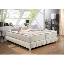 Boxspringbett ANDAS "Salo", beige, B:206cm L:226cm, Komplettbetten, Boxspringbett, Ohne Kopfteil, inkl. Topper, auch in Überlänge 220 cm