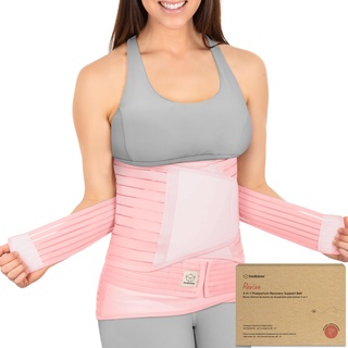 KeaBabies Revive 3 in 1 Postpartum Gürtel für Damen - Bauchgurt nach Geburt Kaiserschnitt, Rückbildungsgürtel nach Geburt, Bauchband nach Geburt, Bauchgurt Schwangerschaft (Blush Pink, M/L)